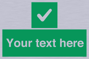 Custom green background, green square with tick sign